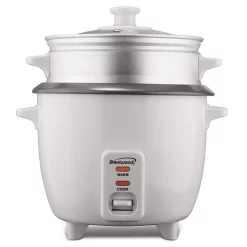 Brentwood 8 Cup Rice Cooker / Non-Stick With Steamer In White