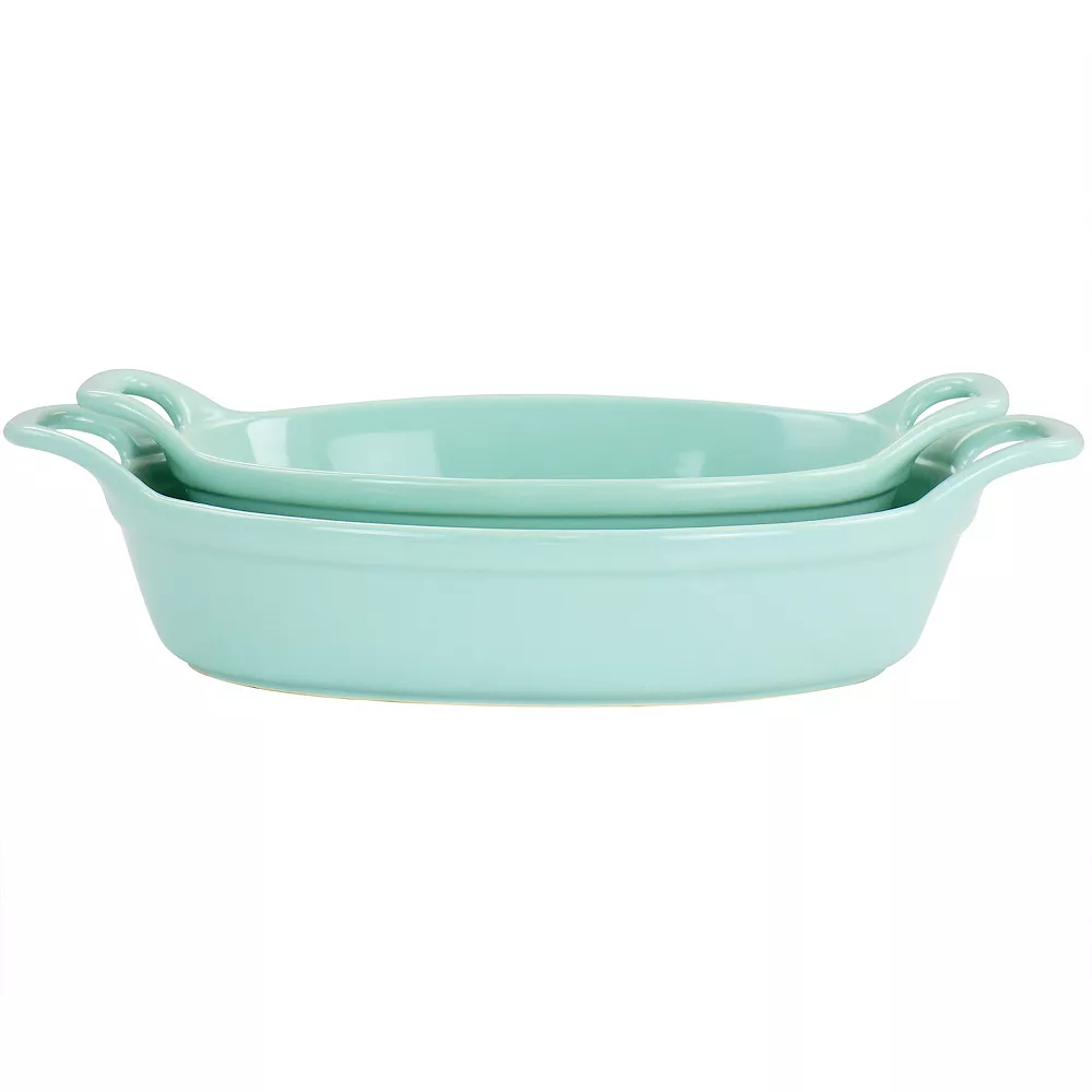 Martha Stewart Stoneware 2 Piece Oval Baker Set In Mint 4 Martha Stewart Stoneware 2 Piece Oval Baker Set In Mint - Image 2