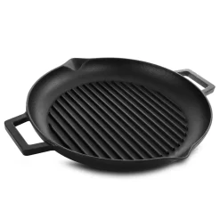 Gibson General Store Addlestone 12 Inch Pre-Seasoned Cast Iron Grill Pan With Dual Pouring Spouts