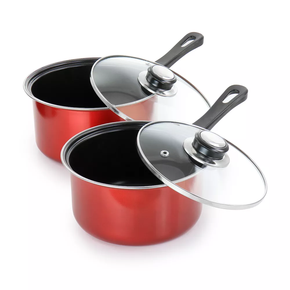Gibson Everyday Cardinal 7 Piece Nonstick Steel Cookware Set In Red 5 Gibson Everyday Cardinal 7 Piece Nonstick Steel Cookware Set In Red - Image 3