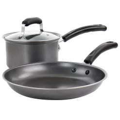 Gibson Everyday Highberry 3 Piece Nonstick Carbon Steel Cookware Set In Grey