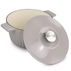 Martha Stewart Enameled Cast Iron 3 Quart Embossed Stripe Dutch Oven With Lid In Warm Grey -Home-Kitchen 5961159 ALT2