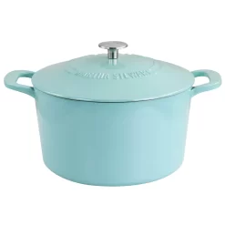Home-Kitchen 6 Gibson Everyday Enameled Cast Iron 7 Quart Dutch Oven With Lid In Turquoise