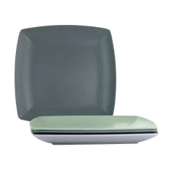 Gibson Home Grayson 4 Piece 8.5 Inch Square Melamine Dessert Plate Set In Assorted Colors