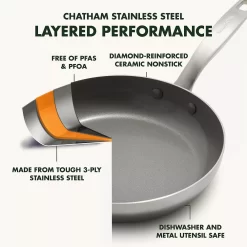 GreenPan Chatham Tri-Ply Stainless Steel Healthy Ceramic Nonstick 9.5-in. Frypan Skillet -Home-Kitchen 5978982 ALT2