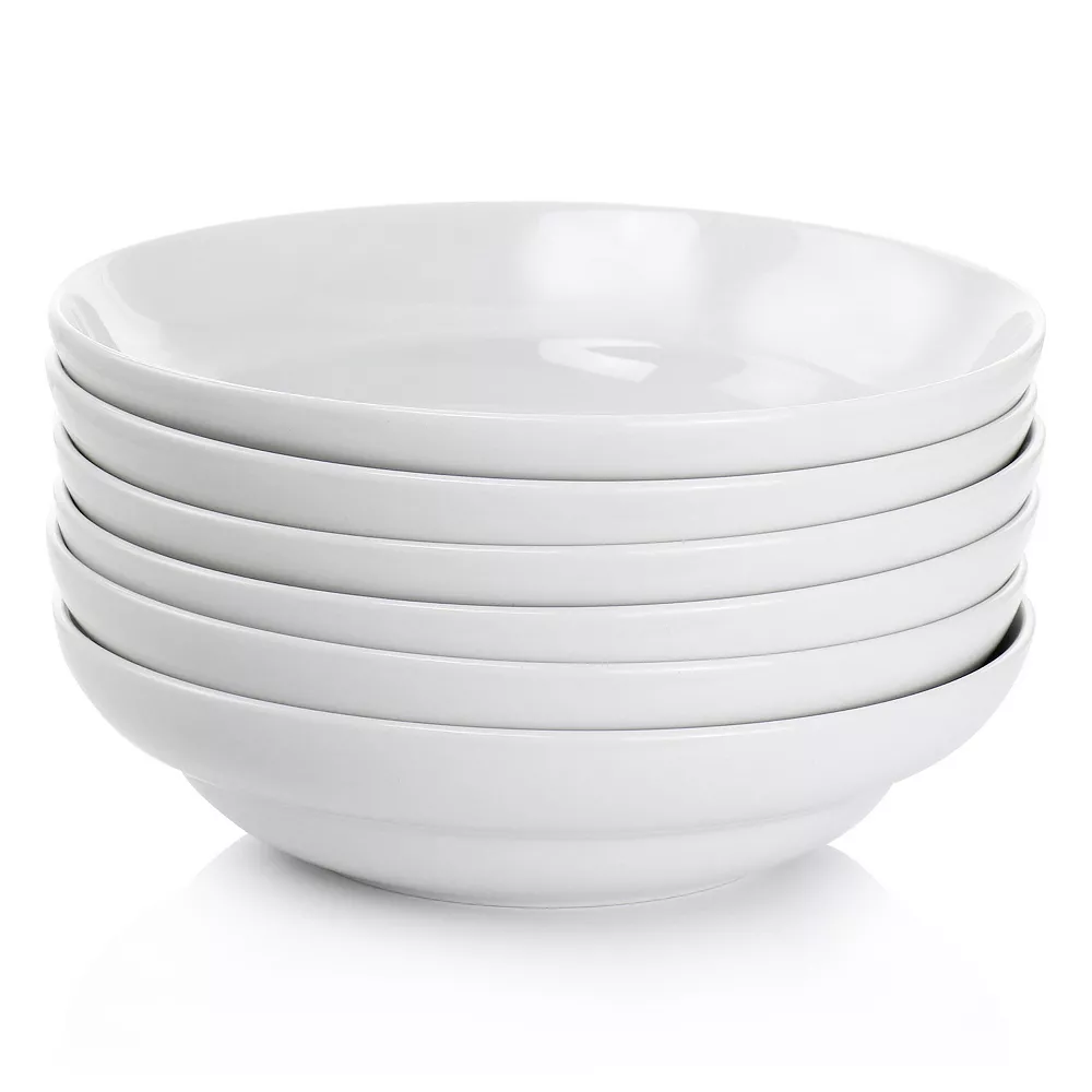 Gibson Everyday 6 Piece 9in Ceramic Pasta Bowl Set In White 4 Gibson Everyday 6 Piece 9in Ceramic Pasta Bowl Set In White - Image 2
