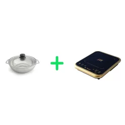Sunpentown 1650W Induction Cooktop (Gold) + Pot Combo