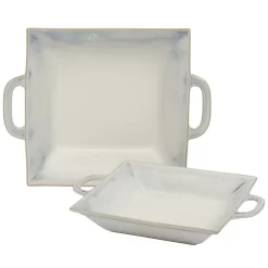 Tabletops Gallery Hudson Reactive Glaze 2-pc. Square Serving Plate Set