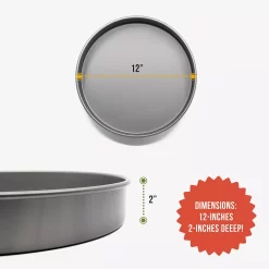 Chef Pomodoro Chicago Deep Dish Pizza Pan, 12-Inch, Hard Anodized Aluminum, Pre-Seasoned Bakeware Kitchenware (12-Inch) -Home-Kitchen 6008380 ALT