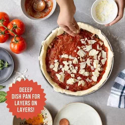 Chef Pomodoro Chicago Deep Dish Pizza Pan, 12-Inch, Hard Anodized Aluminum, Pre-Seasoned Bakeware Kitchenware (12-Inch) -Home-Kitchen 6008380 ALT3