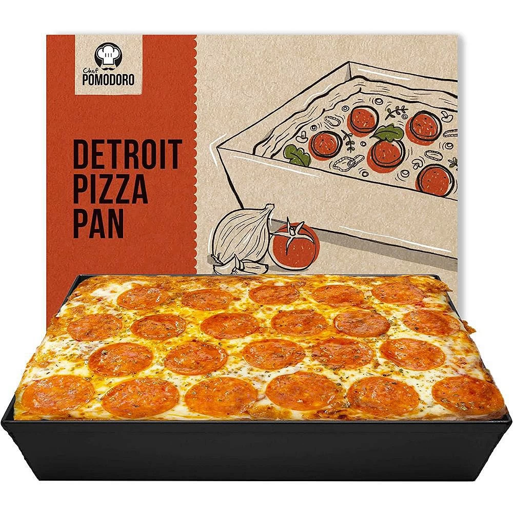 Chef Pomodoro Detroit Style Pizza Pan, 14 X 10-Inch, Hard Anodized Aluminum, Pre-Seasoned Bakeware Kitchenware 3 Chef Pomodoro Detroit Style Pizza Pan, 14 X 10-Inch, Hard Anodized Aluminum, Pre-Seasoned Bakeware Kitchenware