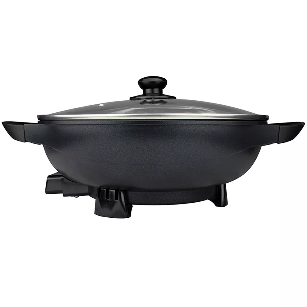 Brentwood 13in Non-Stick Flat Bottom Electric Wok Skillet With Vented Glass Lid In Black 3 Brentwood 13in Non-Stick Flat Bottom Electric Wok Skillet With Vented Glass Lid In Black