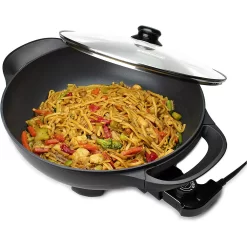Brentwood 13in Non-Stick Flat Bottom Electric Wok Skillet With Vented Glass Lid In Black 7 Brentwood 13in Non-Stick Flat Bottom Electric Wok Skillet With Vented Glass Lid In Black -Home-Kitchen 6012933 ALT