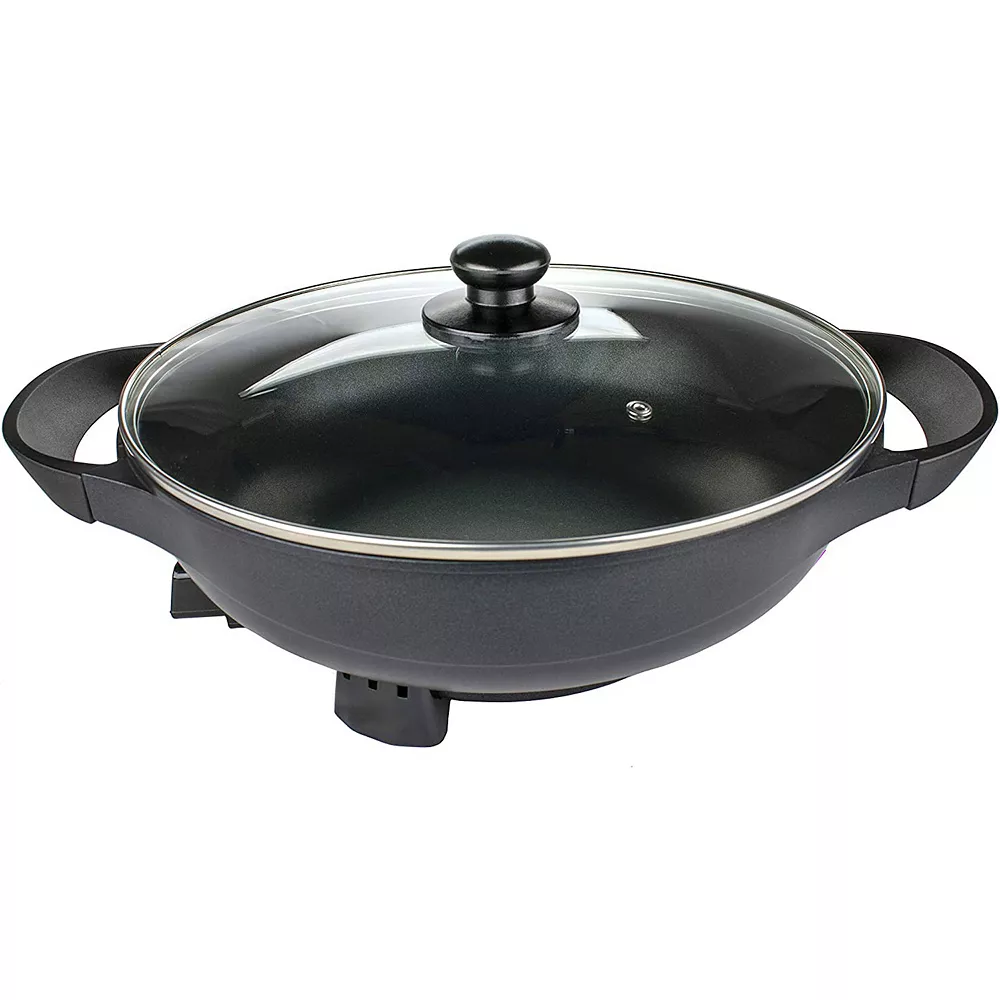 Brentwood 13in Non-Stick Flat Bottom Electric Wok Skillet With Vented Glass Lid In Black 6 Brentwood 13in Non-Stick Flat Bottom Electric Wok Skillet With Vented Glass Lid In Black - Image 4