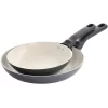 Spice By Tia Mowry Savory Saffron 2 Piece Ceramic Nonstick Aluminum Frying Pan Set In Grey -Home-Kitchen 6034041