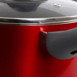 Oster Cocina Herscher 2.5 Quart Aluminum Sauce Pan With Tempered Glass Lid In Red -Home-Kitchen 6035008 ALT2