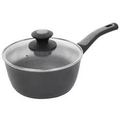 Oster Cocina 1.7 Quart Non Stick Saucepan With Glass Lid In Grey