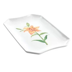 Gibson Home Botanical Garden 14 Inch Fine Ceramic Serving Platter In White