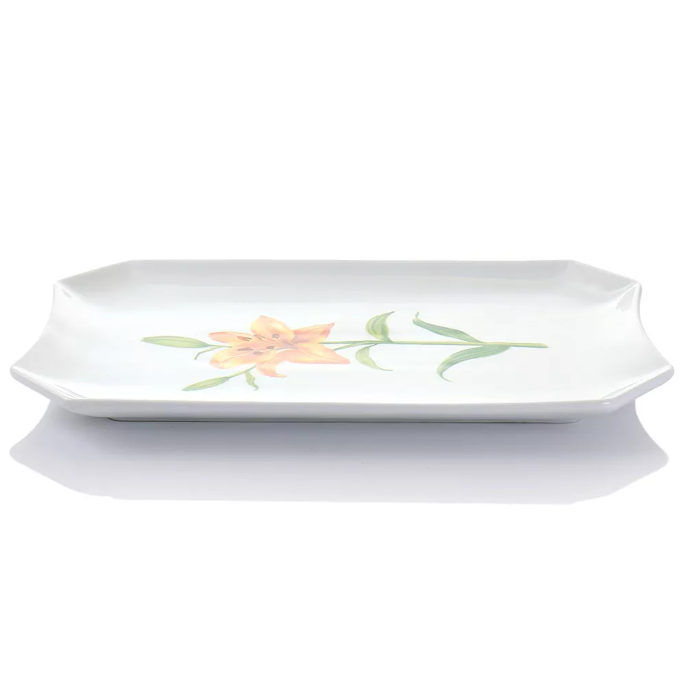 Gibson Home Botanical Garden 14 Inch Fine Ceramic Serving Platter In White 4 Gibson Home Botanical Garden 14 Inch Fine Ceramic Serving Platter In White - Image 2