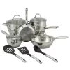 Oster Cocina Ridgewell 13 Piece Stainless Steel Belly Shape Cookware Set In Silver Mirror Polish With Hollow Handle 1 Oster Cocina Ridgewell 13 Piece Stainless Steel Belly Shape Cookware Set In Silver Mirror Polish With Hollow Handle -Home-Kitchen 6036885