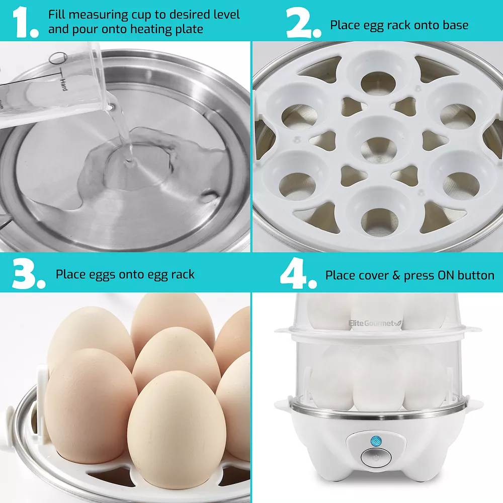 Elite Automatic 2-Tier Egg Cooker & Steamer 6 Elite Automatic 2-Tier Egg Cooker & Steamer - Image 4