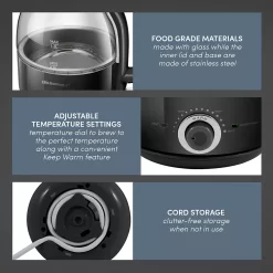 Elite 1.2-Liter Electric Honeypot Glass Kettle -Home-Kitchen 6044882 ALT4