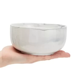 Set Of 6 Porcelain Pasta Bowls, Gray Marble Design Dinnerware For Salad And Soup (6 X 3 In, 28 Oz) -Home-Kitchen 6094696 ALT2