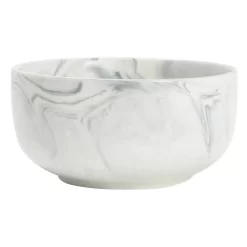 Set Of 6 Porcelain Pasta Bowls, Gray Marble Design Dinnerware For Salad And Soup (6 X 3 In, 28 Oz) -Home-Kitchen 6094696 ALT3