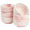 Set Of 6 Porcelain Pasta Bowls, Pink Marble Design Dinnerware For Salad And Soup (6 X 3 In, 28 Oz)