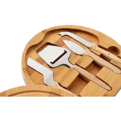 Cheese Cutting Board Set And 4-Piece Knife Tools For Charcuterie Meat, Swivel Tray (10.2 X 1.5 In) -Home-Kitchen 6094763 ALT3