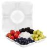 Set Of 2 Porcelain Appetizer Trays, 5-Compartment Divided Serving Platters (9.5 X 9.5 X 1 In) -Home-Kitchen 6094808