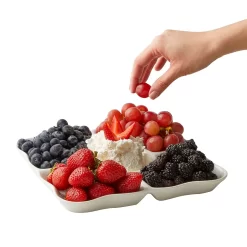 Set Of 2 Porcelain Appetizer Trays, 5-Compartment Divided Serving Platters (9.5 X 9.5 X 1 In) -Home-Kitchen 6094808 ALT3