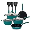 NutriChef 11 Piece Nonstick Elegant Lines Pattern Kitchen Cookware Set, Teal 1 NutriChef 11 Piece Nonstick Elegant Lines Pattern Kitchen Cookware Set, Teal -Home-Kitchen 6102186