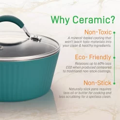 NutriChef 11 Piece Nonstick Elegant Lines Pattern Kitchen Cookware Set, Teal -Home-Kitchen 6102186 ALT3