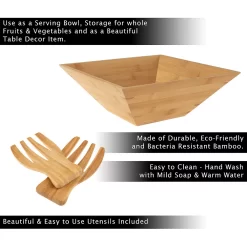 Classic Cuisine Bamboo Salad Bowl With Utensils 13 Classic Cuisine Bamboo Salad Bowl With Utensils -Home-Kitchen 6108218 ALT5