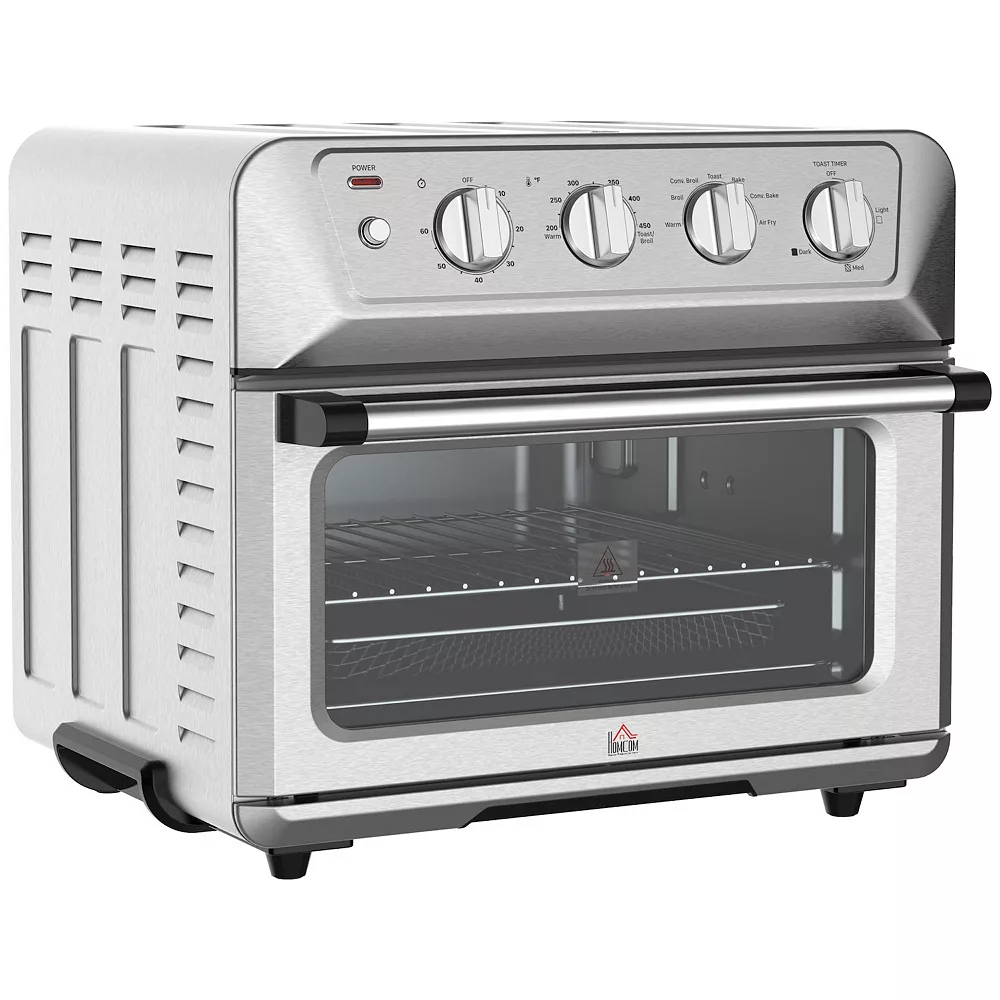 HOMCOM Air Fryer Toaster Oven, 21QT 7-In-1 Convection Oven Countertop, Warm, Broil, Toast, Bake And Air Fry, 4 Accessories Included, 1800W, Stainless Steel Finish 3 HOMCOM Air Fryer Toaster Oven, 21QT 7-In-1 Convection Oven Countertop, Warm, Broil, Toast, Bake And Air Fry, 4 Accessories Included, 1800W, Stainless Steel Finish