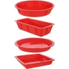 4 Piece Nonstick Silicone Bakeware Set Baking Shaping Kits With Round, Square And Rectangular Cake Shaping Kit Pan, Red -Home-Kitchen 6114378