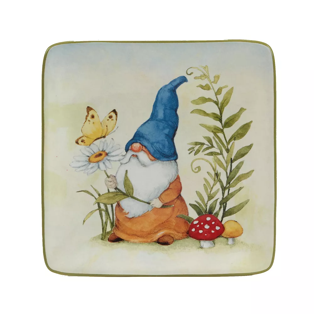 Certified International Garden Gnomes 4-pc. Canape Plate Set 6 Certified International Garden Gnomes 4-pc. Canape Plate Set - Image 4