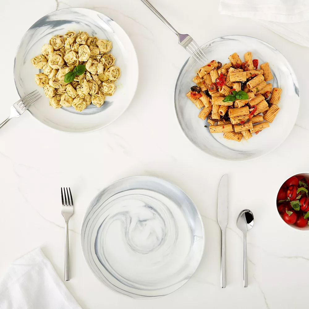 6 Pack Grey Marble Ceramic Plates, 10 Inches, Microwave And Dishwasher Safe Grey Marbled Plates For Kitchen 4 6 Pack Grey Marble Ceramic Plates, 10 Inches, Microwave And Dishwasher Safe Grey Marbled Plates For Kitchen - Image 2