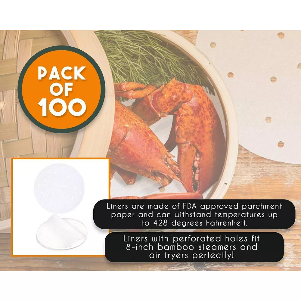 100 Pack Steamer Pot Perforated Parchment Liners 8 Inch Round, Steamer Paper (White) 6 100 Pack Steamer Pot Perforated Parchment Liners 8 Inch Round, Steamer Paper (White) - Image 4