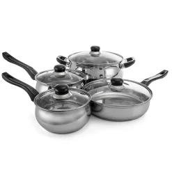 Oster Cocina Rametto 8 Piece Stainless Steel Kitchen Cookware Set With Glass Lids -Home-Kitchen 6288742 ALT2