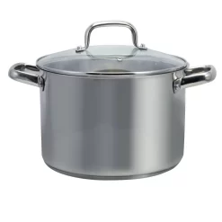 Oster Cocina Adenmore 8 Quart Stainless Steel Stock Pot With Tempered Glass Lid