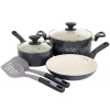 Spice By Tia Mowry Savory Saffron 7 Piece Ceramic Nonstick Aluminum Cookware Set With Nylon Utensils In Grey -Home-Kitchen 6289068