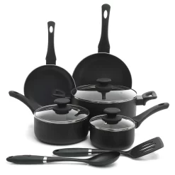 Oster Cocina Ashford 10 Piece Aluminum Nonstick Cookware Set In Black