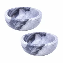Global Crafts Handmade Grey Marble Pinch Bowls, Set Of 2