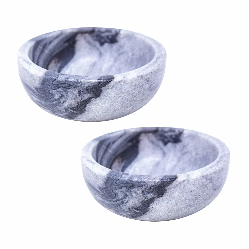 Global Crafts Handmade Grey Marble Pinch Bowls, Set Of 2 3 Global Crafts Handmade Grey Marble Pinch Bowls, Set Of 2