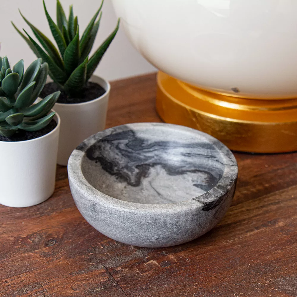 Global Crafts Handmade Grey Marble Pinch Bowls, Set Of 2 4 Global Crafts Handmade Grey Marble Pinch Bowls, Set Of 2 - Image 2