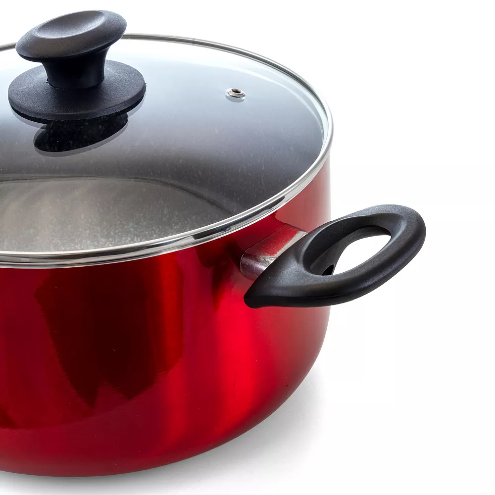 Oster Cocina Merrion 6 Quart Nonstick Aluminum Dutch Oven With Glass Lid In Red 6 Oster Cocina Merrion 6 Quart Nonstick Aluminum Dutch Oven With Glass Lid In Red - Image 4